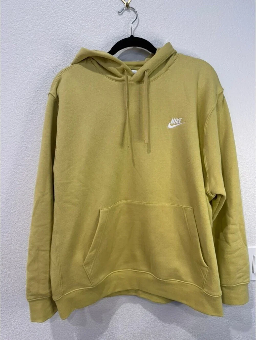 Nike Men's XL Mustard Yellow Hoodie with White Logo